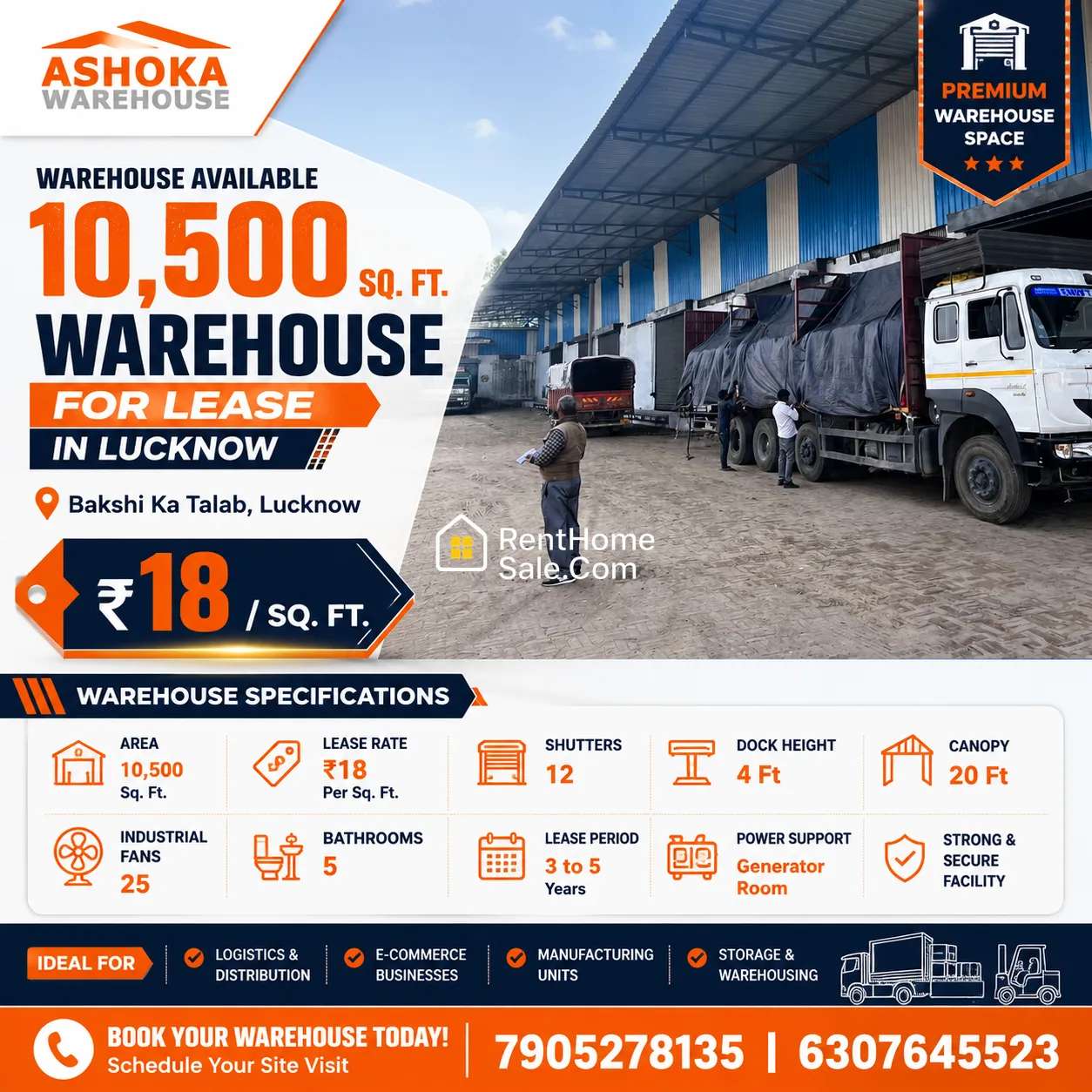 10500 Sqft Industrial Warehouse for Lease in Lucknow | Sitapur Road NH-24